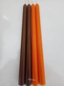 qosrix Yılbaşı Özel Serisi 4'lü Turuncu Kahverengi Şamdan Doğal Kokulu Soya Mumu Yeni Yıl Noel Uzun Çubuk Konik Mum thumbnail 4