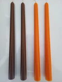 qosrix Yılbaşı Özel Serisi 4'lü Turuncu Kahverengi Şamdan Doğal Kokulu Soya Mumu Yeni Yıl Noel Uzun Çubuk Konik Mum thumbnail 1