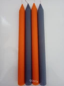 qosrix Yılbaşı Özel Serisi 4'lü Turuncu Gri Şamdan Doğal Kokulu Soya Mumu Yeni Yıl Noel Uzun Çubuk Konik Mum thumbnail 3