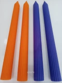 qosrix Yılbaşı Özel Serisi 4'lü Turuncu Mor Şamdan Doğal Kokulu Soya Mumu Yeni Yıl Noel Uzun Çubuk Konik Mum thumbnail 2