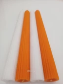 qosrix Yılbaşı Özel Serisi 4'lü Turuncu Beyaz Şamdan Doğal Kokulu Soya Mumu Yeni Yıl Noel Uzun Çubuk Konik Mum thumbnail 3