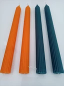 qosrix Yılbaşı Özel Serisi 4'lü Turuncu Petrol Yeşili Şamdan Doğal Kokulu Soya Mumu Yeni Yıl Noel Uzun Çubuk Konik Mum thumbnail 2