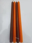 qosrix Yılbaşı Özel Serisi 4'lü Turuncu Kahverengi Şamdan Doğal Kokulu Soya Mumu Yeni Yıl Noel Uzun Çubuk Konik Mum thumbnail 2