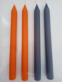 qosrix Yılbaşı Özel Serisi 4'lü Turuncu Gri Şamdan Doğal Kokulu Soya Mumu Yeni Yıl Noel Uzun Çubuk Konik Mum thumbnail 1