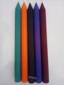 qosrix 5'li Çok 5 Renkli Şamdan Mumu 1. Kalite Soya Doğal Vanilya Kokulu Uzun Çubuk Konik Mum Dekoratif - 1