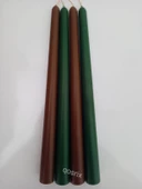 qosrix Yılbaşı Özel Serisi 4'lü Yeşil Kahverengi Şamdan Doğal Kokulu Soya Mumu Yeni Yıl Noel Uzun Çubuk Konik Mum thumbnail 2