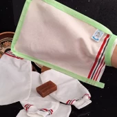 EKER-GÖKKUŞAĞI SERİSİ-DOĞANIN RENKLERİ-Yeşil Biyeli Kese-Banyo ve Duş Kesesi-Doğal Özel Dokuma-Standart Kese-(VÜCUT PEELİNGİ) - 2