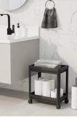 Mithra Life 2 Katlı Tekerlekli Tezgah Altı Siyah Banyo Mutfak Rafı MIT1121 - 4