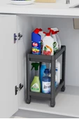 Mithra Life 2 Katlı Tekerlekli Tezgah Altı Siyah Banyo Mutfak Rafı MIT1121 - 2