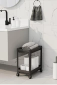 Mithra Life 2 Katlı Tekerlekli Tezgah Altı Siyah Banyo Mutfak Rafı MIT1121 - 3