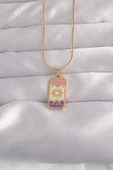 316L Çelik Gold Renk Karışık Mineli Ay Figür Tarot Kolye - TJ-BKO9032 - 1