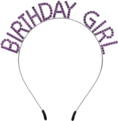 Mor Renk Kristal Taşlı Parlak Birthday Girl Yazılı Taç 16x17 cm - 1