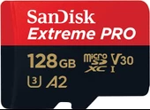 Extreme PRO microSDXC UHS-I hafıza kartı 128 GB + adaptör ve RescuePRO Deluxe (akıllı telefonlar, aksiyon kameraları veya dronlar, A2, Class 10, V30, U3, 200 MB/s aktarım için) - 1