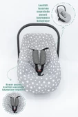 MORDESİGN Ortopedik Bebek Yatak, Pike ve Puset Aksesuar 6'lı Set, Gri Renk Stars Desen - 6