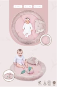 MORDESİGN Bebek Oyun Alanı, Tavşanlı Bebek Aktivite Matı, Güvenli ve Yumuşak Oyun Matı, Baby Gym Serisi, Pudra - 3