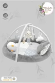 MORDESİGN Bebek Oyun Alanı, Tavşanlı Bebek Aktivite Matı, Yumuşak Oyun Matı, Baby Gym Serisi, Gri - 2