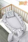 MORDESİGN Babynest Ortopedik Bebek Yatağı, Anne Yanı Bebek Yatağı, Ergonomik Tasarım, Big Stars Serisi, Gri - 1