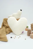 MORDESİGN Dekoratif Peluş Yastık, Teddy Kumaş Kalp Yastık, Süper Yumuşak Kabarık Kalp Yastık, Morteddy Serisi - 1