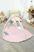 MORDESİGN Bebek Oyun Alanı, Tavşan Bebek Aktivite Matı, Yaprak Tasarım Oyun Matı, Baby Gym Serisi, Pudra - 2