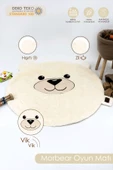 MORDESİGN Bebek/Çocuk Oyun Halısı, Yenidoğan Emekleme Pedi, Aktivite Oyun Matı, Peluş Kumaş, Morbear Serisi - 1