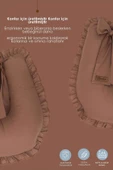 MORDESİGN Fırfırlı Emzirme Yastığı, Bebek Destek Minderi, Hamile Yastığı, Pamuk Kumaş, Ruffle Seri, Kahverengi - 4