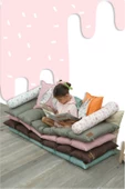 MORDESİGN Montessori Çocuk Oyun Minderi,Katlanabilir Yer Minderi,Anaokul/Kreş Minderi,Uyku Matı, Mattress Seri - 6