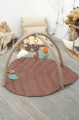 MORDESİGN Bebek Oyun Alanı, Ayı Bebek Aktivite Matı,Yaprak Oyun Matı, Egzersiz Set, Baby Gym Serisi,Kahverengi - 2