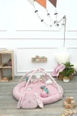 MORDESİGN Bebek Oyun Alanı, Tavşanlı Bebek Aktivite Matı, Güvenli ve Yumuşak Oyun Matı, Baby Gym Serisi, Pudra - 4