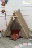 MORDESİGN Çocuk Oyun Çadırı, Kreş/Anaokulu Oyun Alanı, Ahşap Oyun Çadırı, Pencereli Ev Çadır, House Play Tent - 1