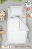 MORDESİGN Bebek Nevresim Seti, %100 Pamuk Kumaş Çift Taraflı, Çocuk Nevresim Takımı, Gingham Serisi - 1