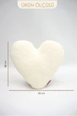 MORDESİGN Dekoratif Peluş Yastık, Teddy Kumaş Kalp Yastık, Süper Yumuşak Kabarık Kalp Yastık, Morteddy Serisi - 2