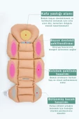 MORDESİGN Bebek Arabası Minderi, Bel Destekli, Plain Desen, Çift Taraflı, Kahverengi - 2