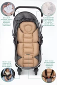 MORDESİGN Bebek Arabası Minderi, Bel Destekli, Plain Desen, Çift Taraflı, Kahverengi - 3