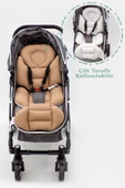 MORDESİGN Bebek Arabası Minderi, Bel Destekli, Plain Desen, Çift Taraflı, Kahverengi - 4