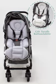 MORDESİGN Bebek Arabası Minderi, Bel Destekli, Plain Desen, Çift Taraflı, Gri - 4