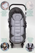 MORDESİGN Bebek Arabası Minderi, Bel Destekli, Plain Desen, Çift Taraflı, Gri - 3