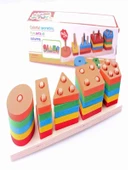 Renkli Geometrik Beş Sütun Seti - Eğitici Oyuncaklar - 3