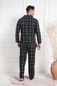 Mecit 2950 Erkek Yeşil Ekoseli Büyük Beden Kışlık Pijama Takımı - 3