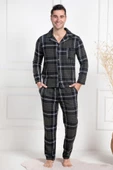 Mecit 2950 Erkek Yeşil Ekoseli Büyük Beden Kışlık Pijama Takımı - 2