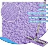 QASULYedek Mikrofiber Bezli Mandallı Mop, Sıkıştırmalı, Uzayabilir Teleskopik Saplı, 360 Derece Dönebilir Zemin ve Duvar Temizlik - 3