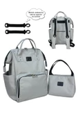 Stylo Star Anne Bebek Çantası Ve Küçük Termal Çanta Kül Gri - 1