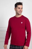 Mecit 3050 Erkek Bordo Ekoseli Büyük Beden Pijama Takımı - 4