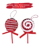 Yılbaşı Ağaç Süsü Kırmızı Sosyete Şekeri 15 Cm 2 Li - 2