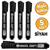 Kalıcı Koli Kalemi Siyah Kalem Metal Plastik Cam Çuval Folyo Karton Suya Dayanıklı 5 ADET thumbnail 1