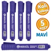 Kalıcı Koli Kalemi Mavi Kalem Metal Plastik Cam Çuval Folyo Karton Kağıt Suya Dayanıklı 5 ADET thumbnail 1