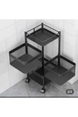 3 Katlı Metal Siyah Patates Soğan Sebze Meyve Sepeti Sebzelik Tekerlekli 1019-CN - 2