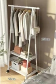 Metal Beyaz Konfeksiyon Elbise Askılığı  Tekerlekli  1028-CN - 1