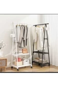 Metal Beyaz Konfeksiyon Elbise Askılığı  Tekerlekli  1028-CN - 3