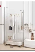Metal Krem Konfeksiyon Askısı Metal Elbise Askılığı Oval Sepetli askılık Tekerlekli 1047 -CN - 3