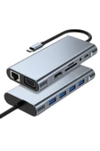 Desingshop 11'li Type-C USB Çoklayıcı Adaptör HDMI, VGA, 4x USB, LAN, SD Kart SNCKUSB9070 - 2